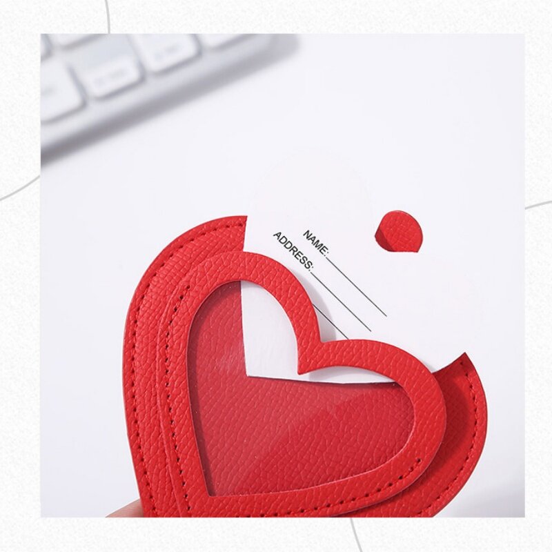 PU Heart Leather Luggage Tag Travel Accessories Suitcase ID Address Name Holder Baggage Boarding Tag Portable Label