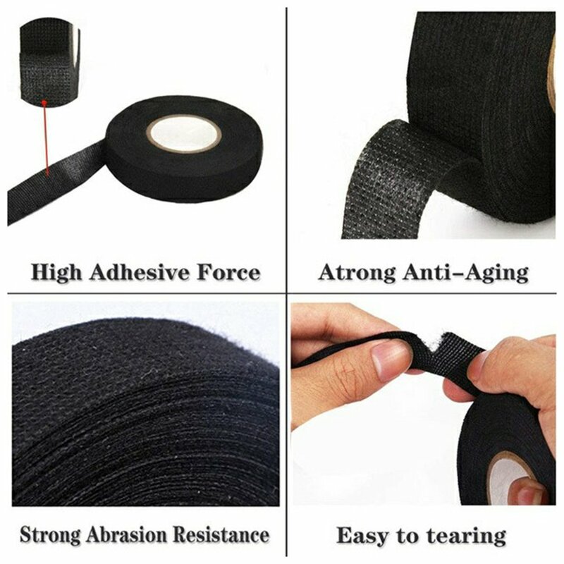 15 Meter Heat-resistant Flame Retardant Tape Adhesive Cloth Tape For Car Harness Wiring Loom Protection For Automotive Cable Tap