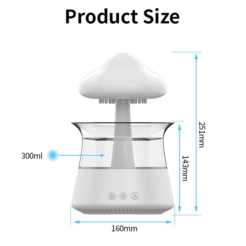 Mist Humidifier USB Night Light For Room Office Aromadiffuser Water Drop Sound With Remote Control Humidifier -A