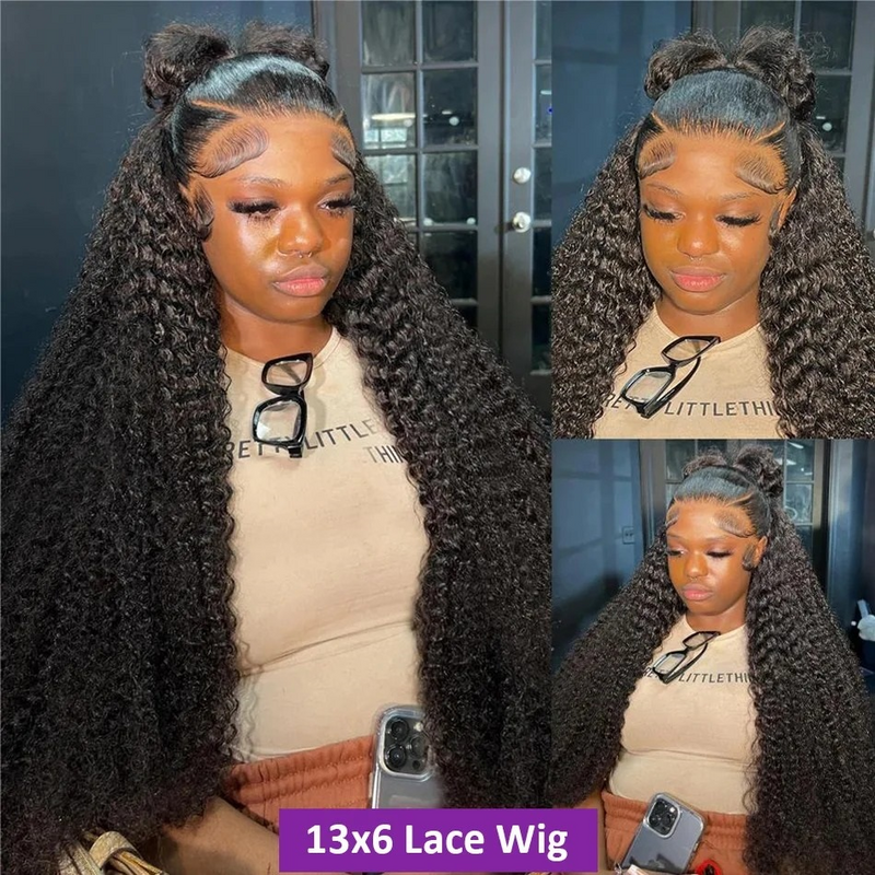 Perruque Lace Front Wig Deep Wave Naturelle Bouclée, Cheveux Humains, Transparent 360, 13x4, 13x6, HD, 40 Pouces, pour Femme