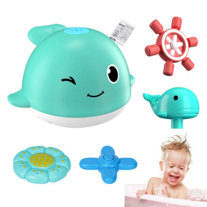 Mainan mandi LED otomatis, mainan mandi anak paus, induksi otomatis, hadiah ulang tahun anak untuk balita laki-laki dan perempuan