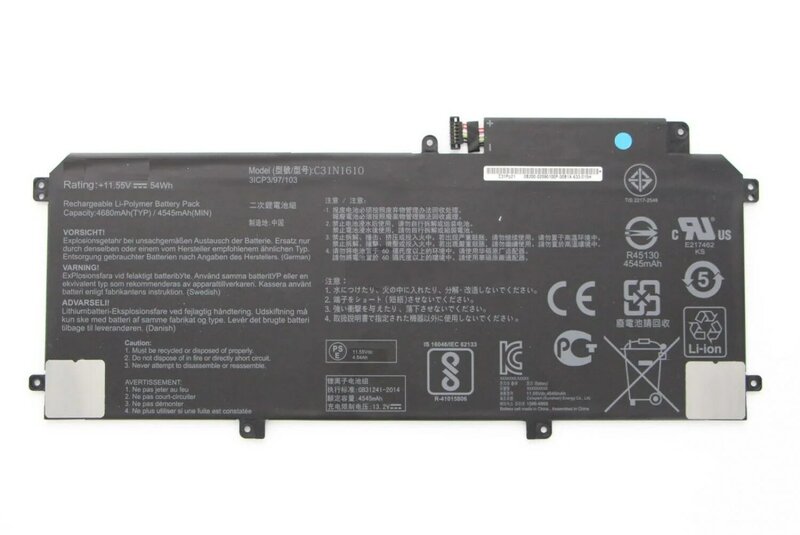 Bateria do portátil Compatível para Asus, ZenBook U3000C, UX330CA, Série UX330UA, C31N1610, 11.55V, 54Wh, 4680mAh, Notebook