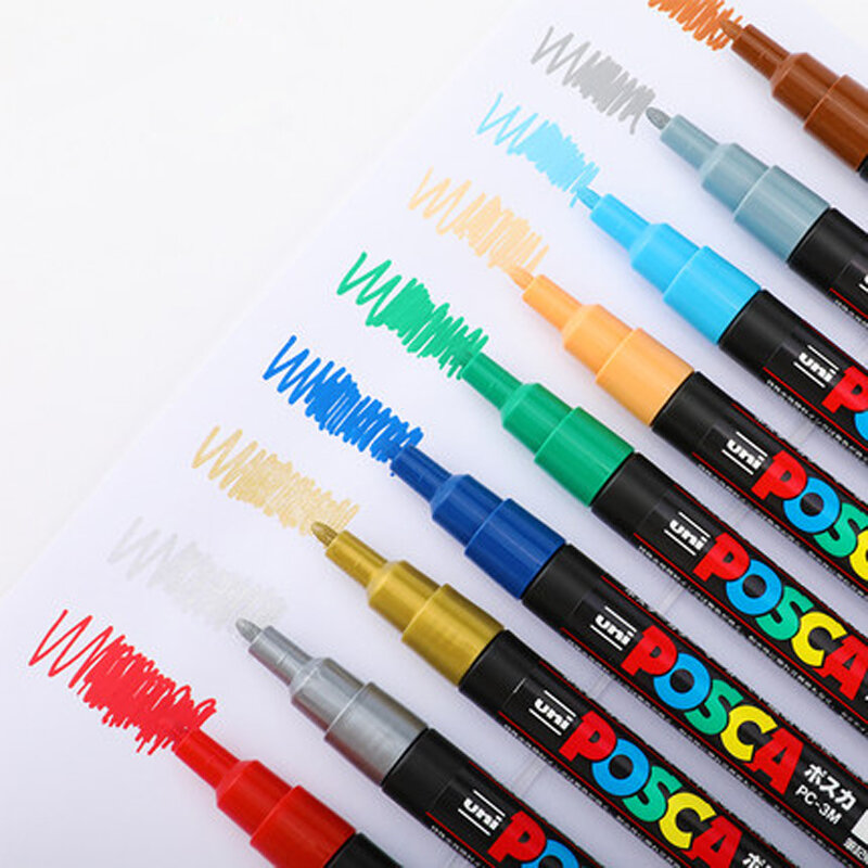 يوني بوسكا قلم ماركر برأس مستدير ، قلم إعلان بوستر بوب ، رسم كوميدي مرسومة باليد ، مستلزمات فنية ، قرطاسية ، PC-1M ، PC-3M ، PC-5M