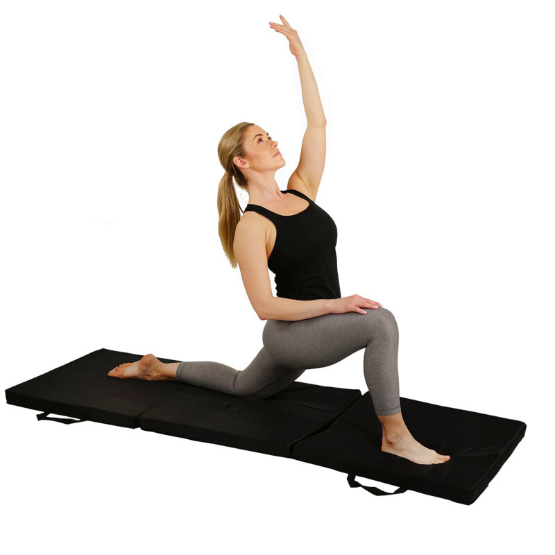 Sunny Health matras Yoga olahraga lipat tiga tebal untuk olahraga rumah, senam, peregangan, olahraga inti, tidak. 048