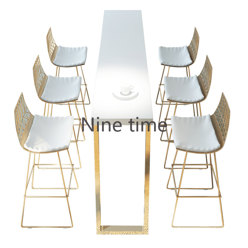 طاولات بار فاخرة حديثة ، جمالية شمالية ، طاولة حفلات بيضاء طويلة ، جدار محمول ، أثاث منزلي