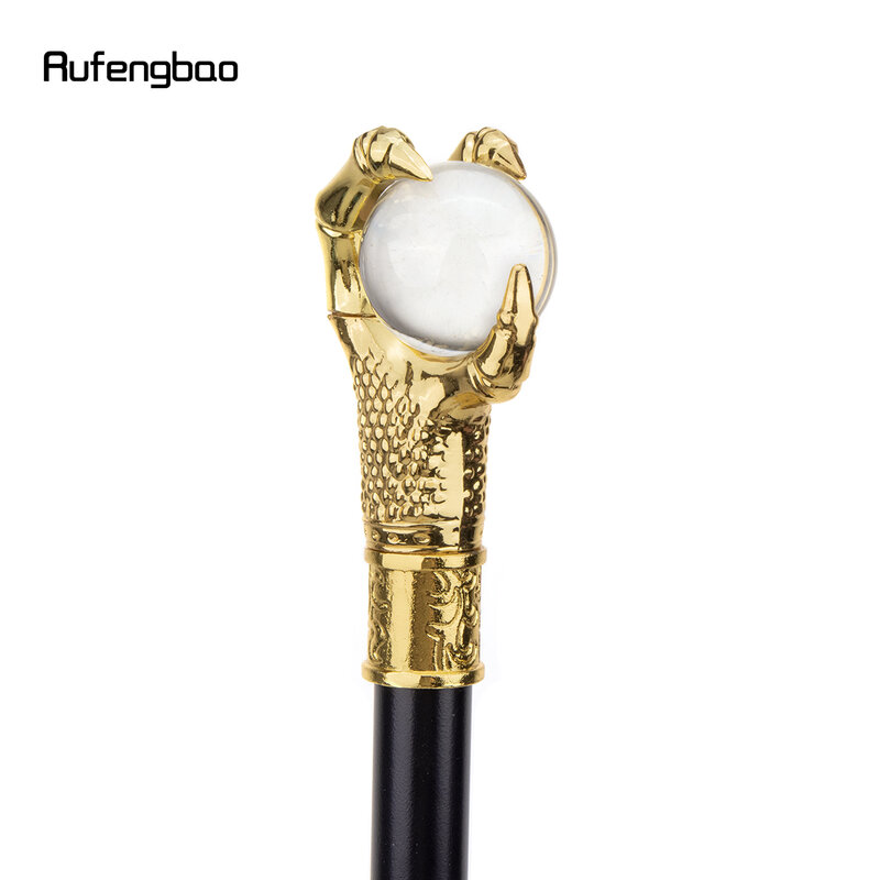 Golden Dragon Claw grip Glass Ball Single Joint Walking Stick con piastra nascosta piastra di canna per autodifesa Cosplay Crosier 93cm