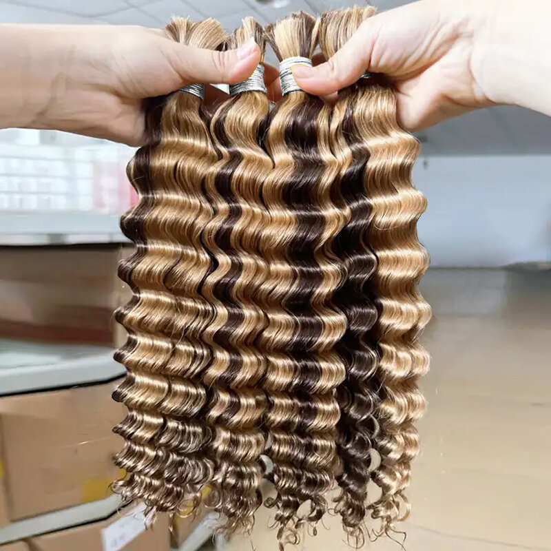 Натуральные волнистые человеческие волосы для плетения кос, не подвергаются обработке 100%