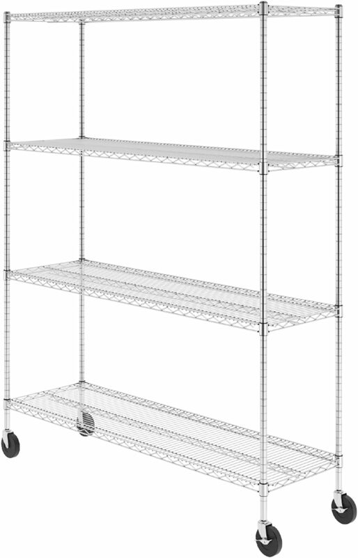SafeRacks NSF Certified Storage Shelves, Heavy Duty Steel Wire Shelving Unit with Wheels and Adjustable Feet