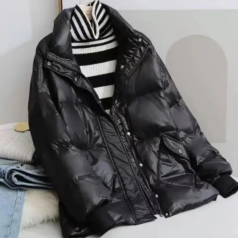 2023 New Women Down Jacket Winter Coat Female Short Standing Collar Parkas Fashion Loose Large Size Outwear Warm Thick Overcoat