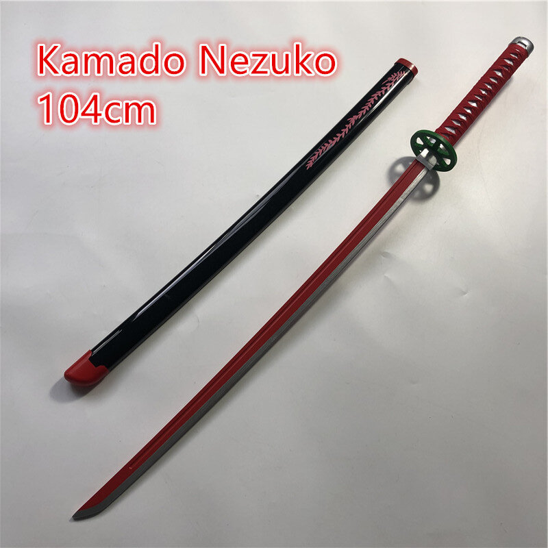 Épée de Cosplay Kamado Nezuko, Couteau Ninja Anime, Jouet en Bois, 104cm, 1:1