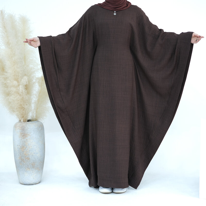 Abaya Lisa musulmana para mujer, Vestido largo de manga de murciélago, caftán turco de Dubái, Eid, Ramadán, vestido árabe de fiesta islámica, ropa suelta de caftán