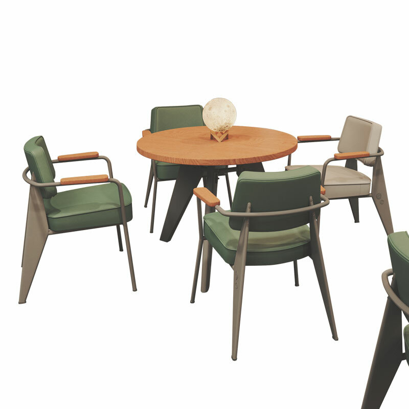 Commercial coffee shop table and chair combination set bar bar pub table rest area milk tea shop 1 table 4 chairs