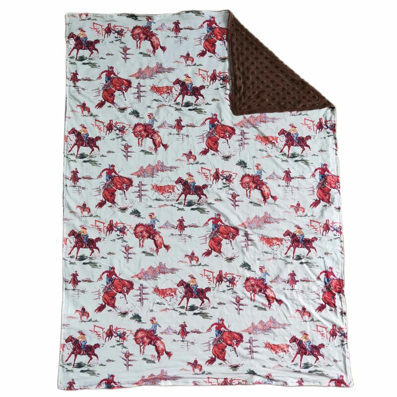 Baby Girls Boy Rodeo Horse Bedding Fleece Western Cow Print Blanket Kid Breathable Wholesale Cotton Flannel Children Thin Quilt