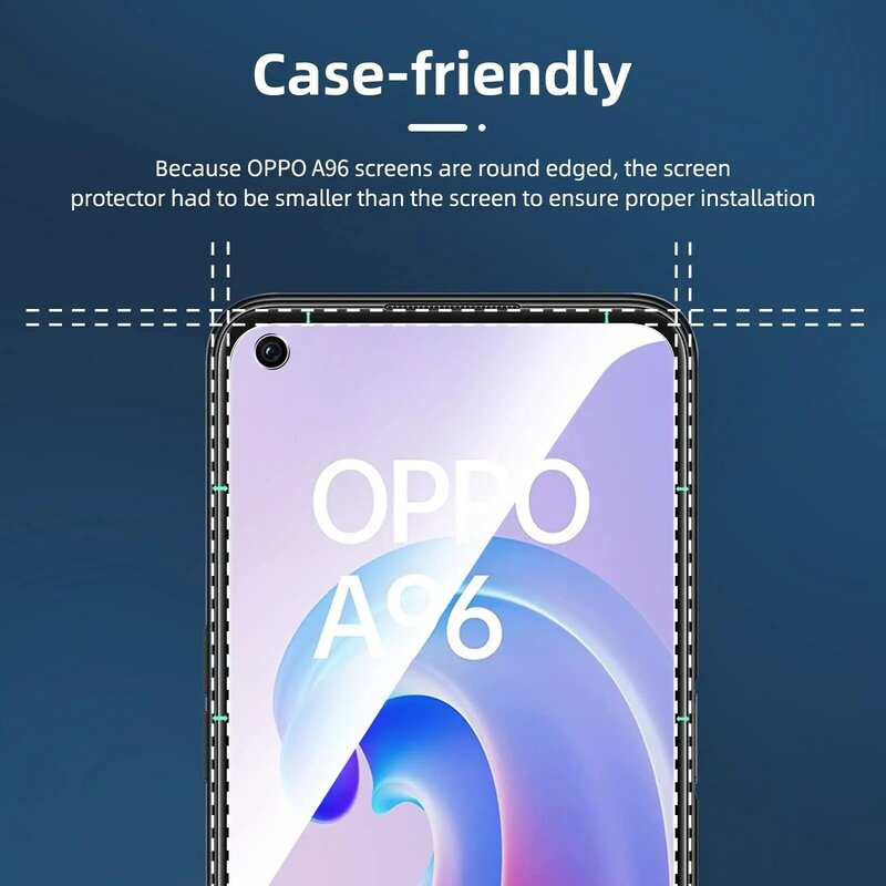 OPPO A96 용 스크린 보호대, 투명 투명 스크래치 방지 케이스, 강화 유리 선택, 무료 배송, HD 9H
