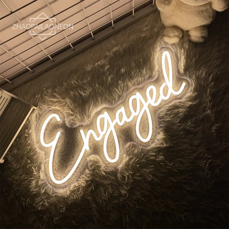 Engaged Wedding Arrangement Neon Sign Led Light Bedroom Art Wall Decoration Anniversary Engagement Proposal Gift LED Lamps USB
