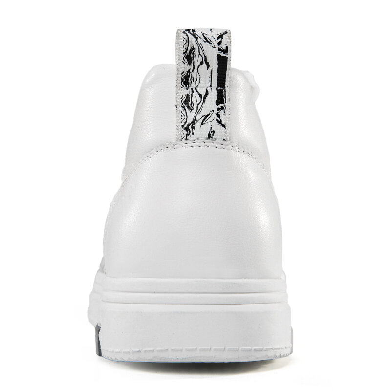 Zapatillas deportivas de tacón grueso para hombre, plantilla de aumento de altura de 6CM, estilo de ocio, color blanco