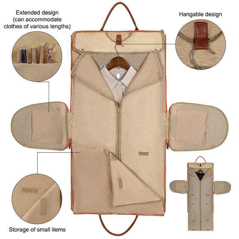 Gestock-Large Folding Suit Storage Bag para mulheres, Weekender Duffle Bags, impermeável, Carry On Business Clothing, PU Travel Bag
