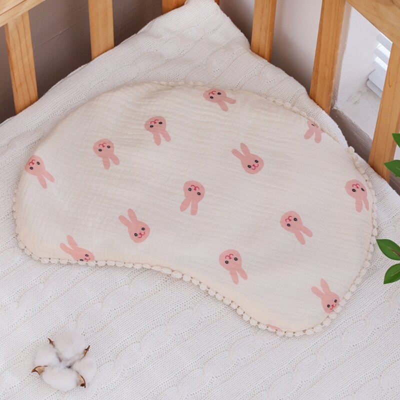 Travesseiro infantil algodão com duas camadas, gaze, enchimento trigo sarraceno, travesseiro crescente, respirável e