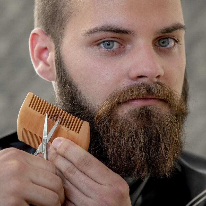 Peigne à barbe en bois avec étui en cuir, peigne à moustache pour hommes, dents fines grossières, baumes à barbe parfaits, à