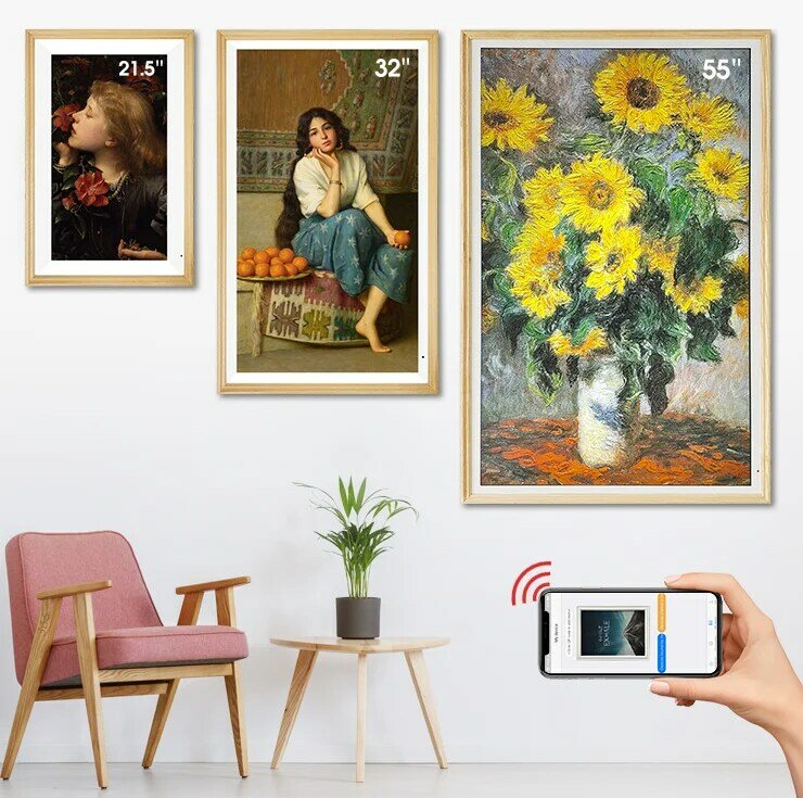 Monitor de pantalla nft todo en uno para galería de arte, dispositivo con Android PC, 21,5, 32, 43, 49, 55 pulgadas