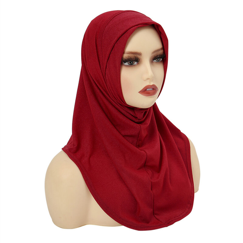 Un pezzo Amira Hijab donne musulmane Solid Head sciarpa Wrap scialle Pull On pronto da indossare Hijab islamico Niab Nikab foulard istantaneo