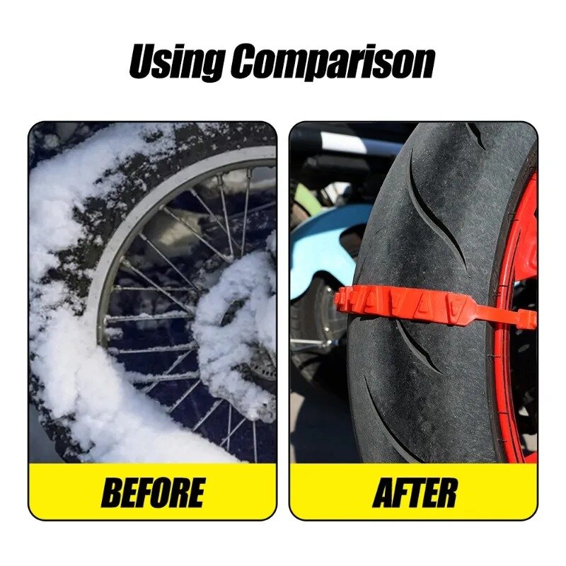 Cadenas de nieve para neumáticos de motocicletas, cadenas reutilizables para vehículos eléctricos, ruedas de invierno, bridas antideslizantes, cadena antideslizante de emergencia para neumáticos