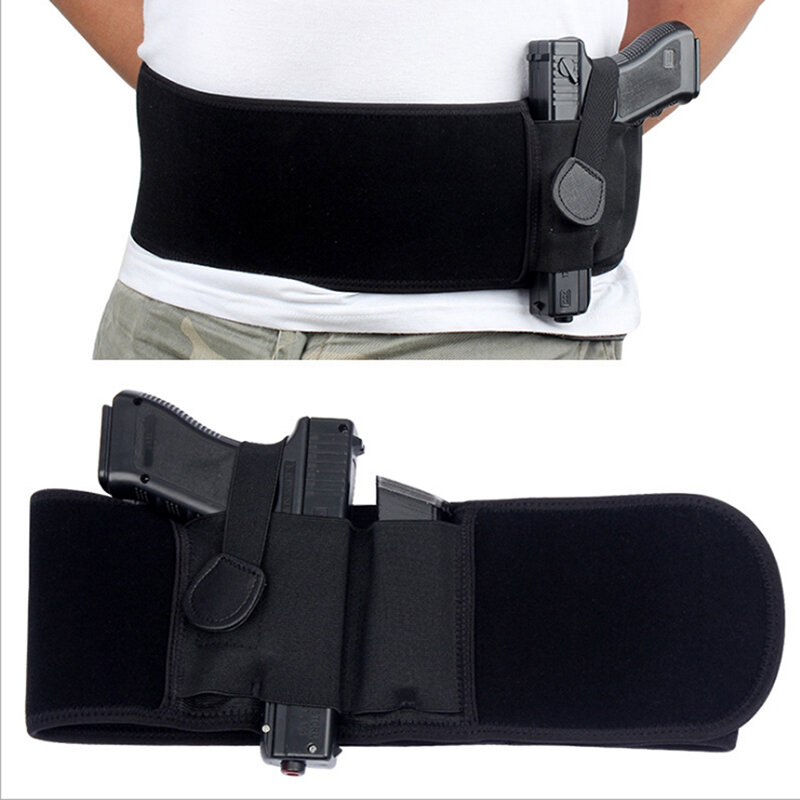 Tactical Elastic Concealed Carry Belly Band Waist Pistol Gun Holster Pouch New