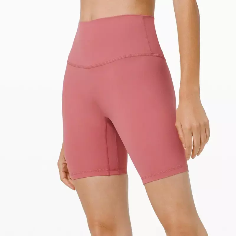 Lu Vrouwen Hoge Taille Naakt Gevoel Gym Shorts Met Zakken Snel Droog Push-Up Hardloopfitness Workout Yoga Korte Broek
