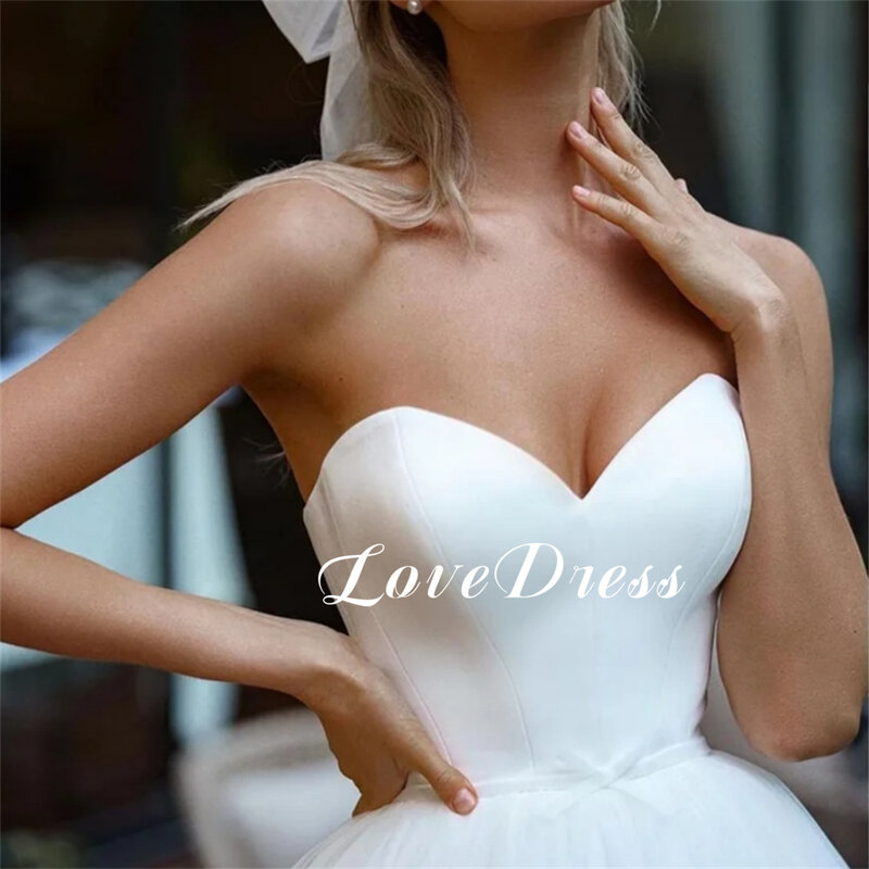 Amor-Querida fora do ombro vestido de casamento, Bohemian Backless, A-Line, até o chão, vestido de noiva, vestido nupcial simples, 2024