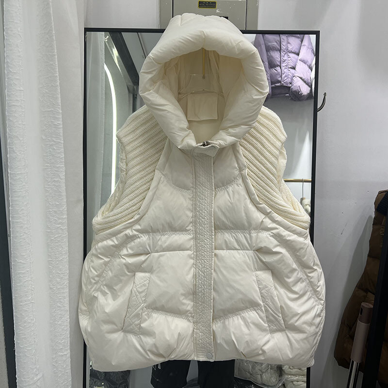 Chaleco Corto con capucha de gran tamaño, abrigo sin mangas, manga corta, cálido, a la moda, otoño e invierno, nuevo