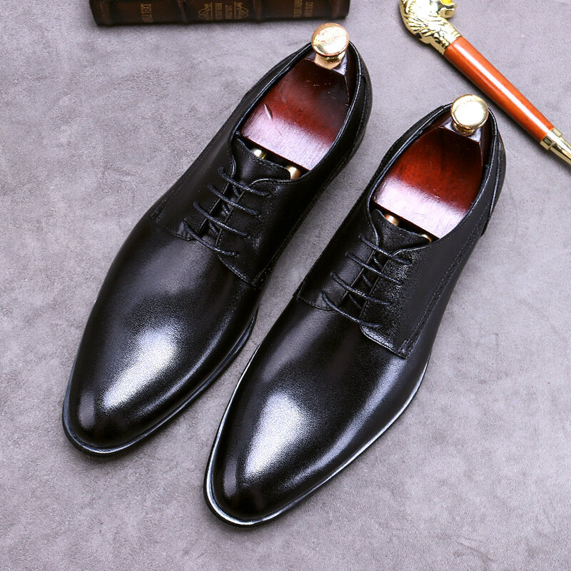 Zapatos italianos formales de cuero genuino para hombre, zapatos de diseñador de otoño, estilo británico, elegantes, negros, para boda, Fiesta Social, talla 46