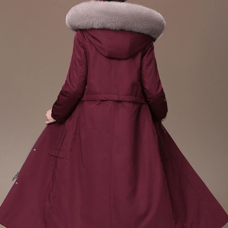 2023 nowe damskie zimowe płaszcz ze sztucznego futra poniżej kolan długi płaszcz norek polar zdejmowany wewnętrzna wkładka kurtka gruba odzież z kapturem