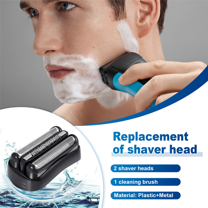 2Pcs 21B Shaver Replacement Head for Braun Serie 3 Electric Razors 301S,310S,320S,330S,340S,360S,3010S,3020S,3030S,3040