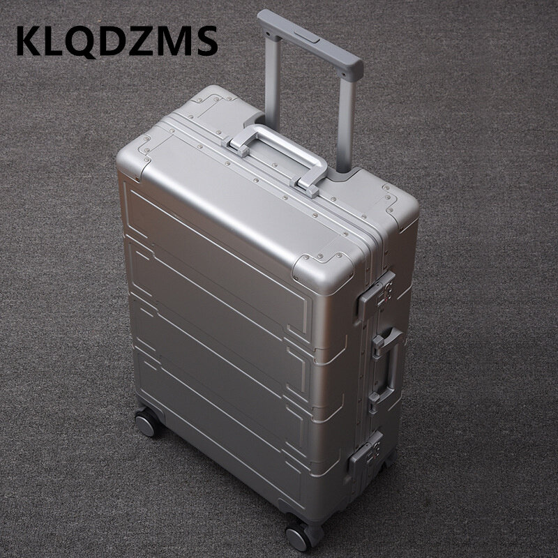 Klqdzms 20 "24" 26 "28" 厚手のユニセックス商用アルミニウム-マグネシウム合金スーツケース大容量衝突防止キャビン荷物