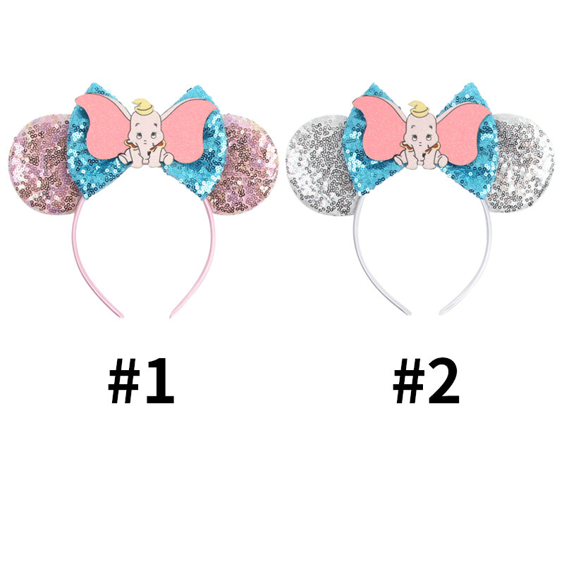 2024 Disneyland Dumbo Mickey Ears Headband Stitch Sequin Bow Hairband Girls Boys Festival Party Cosplay DIY Hair Accessories
