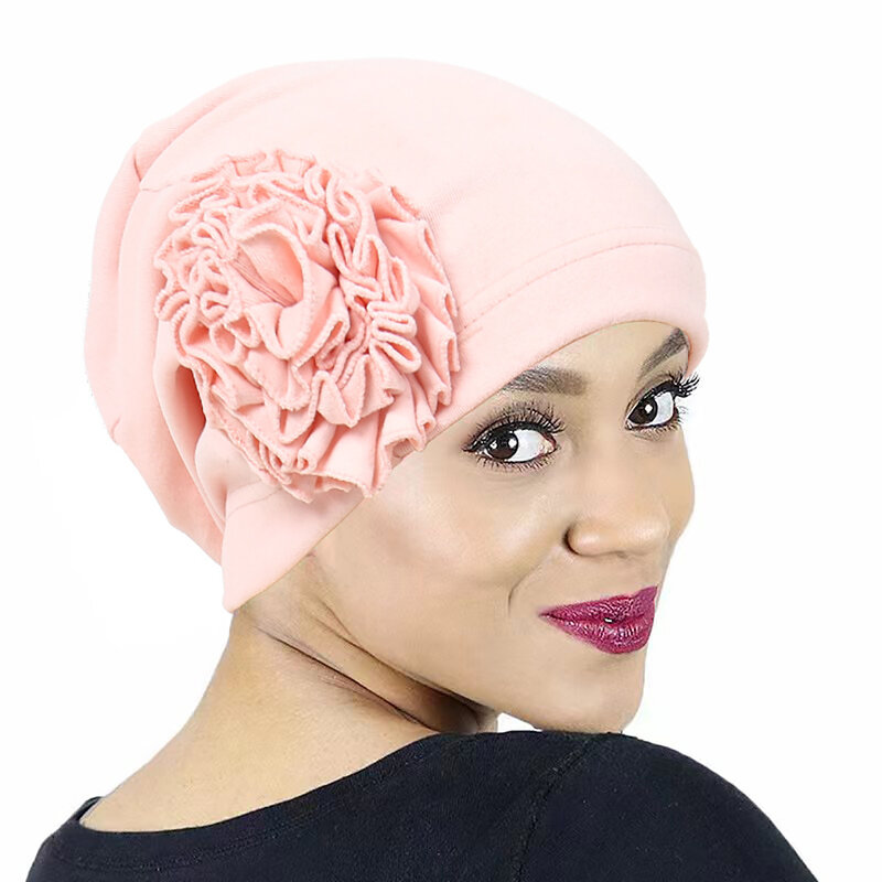 Gorros macios com flor para mulheres, chapéu interno Hijab muçulmano, gorro de quimioterapia para câncer, lenço de cabeça para perda de cabelo, novo turbante