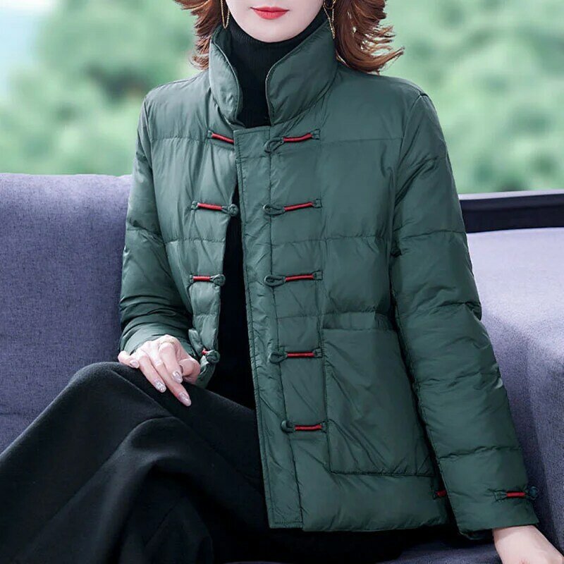 여성용 경량 짧은 버클 다운 코튼 오버코트, 여성 캐주얼 따뜻한 파카, 겉옷, 가을, 겨울 재킷, 2023, 새로운 패션