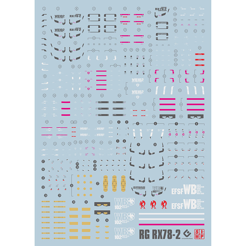 EVO Water Decals Model Slide Decals Tool For 1/144 RG RX-78-2 Fluorescent Sticker Collection Models Toys Accessories