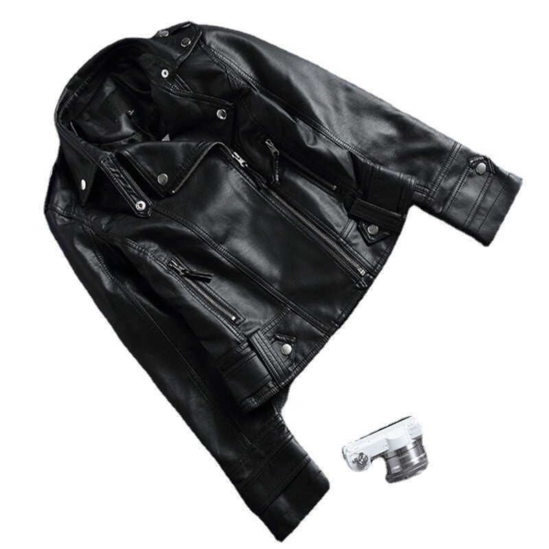Abrigo corto de cuero con solapa para mujer, chaqueta ajustada de pu, ropa de motocicleta, primavera y otoño, novedad de 2024
