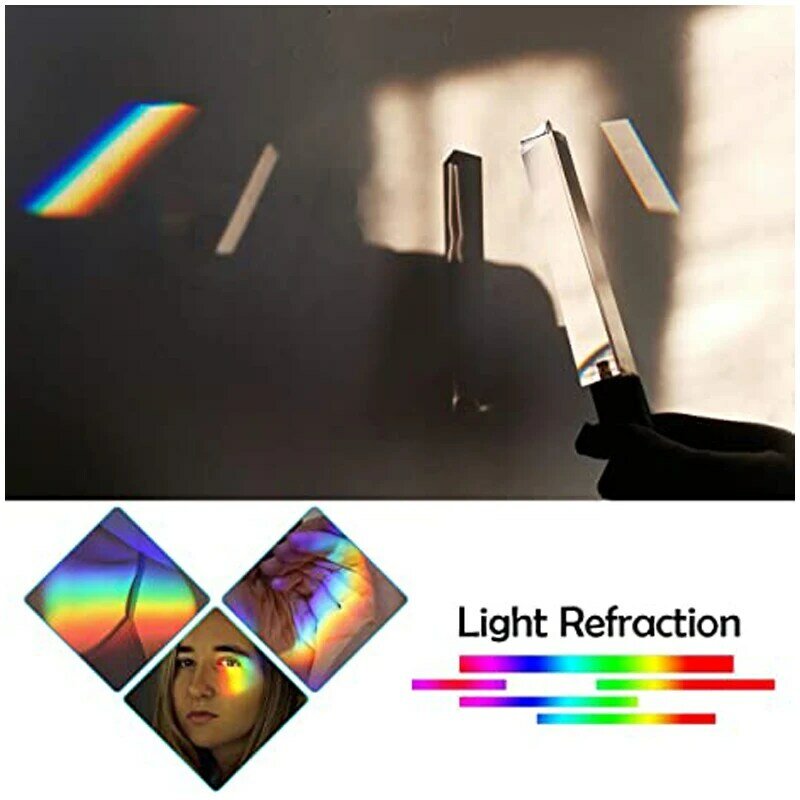 การถ่ายภาพปริซึมสามเหลี่ยม1/4 "Threade 30X30X150Mm Rainbow แก้วคริสตัล Prisms Effects สำหรับถ่ายภาพ