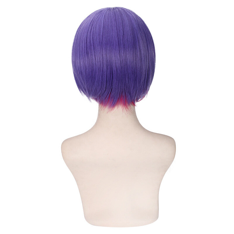 Perruque synthétique mixte violet, rose, rouge, cosplay, cheveux ignorés, extension de faux cheveux, perruque Anime, perruque de fête, 30cm