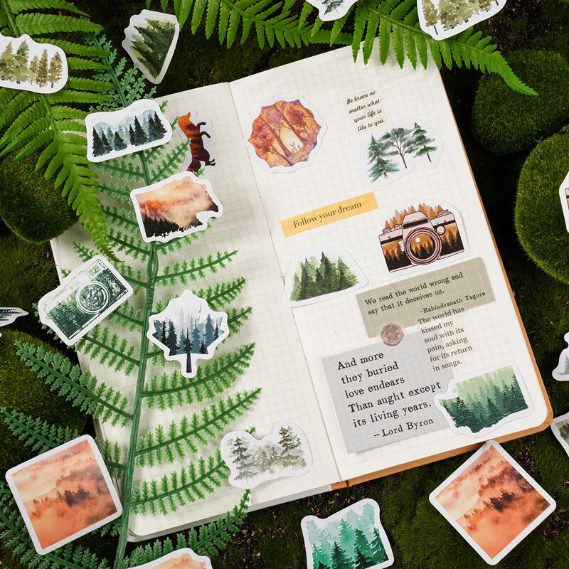 12 paczek/partia leśnych znaczników serii Wonderland dekoracja albumu fotograficznego naklejki etykiety