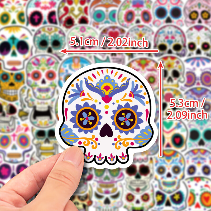 50pcs Card Punk Gothic Style Painted Skull Series Graffiti Stickers for Laptop Desktop Helmet Decoration DIY Sticker Toys