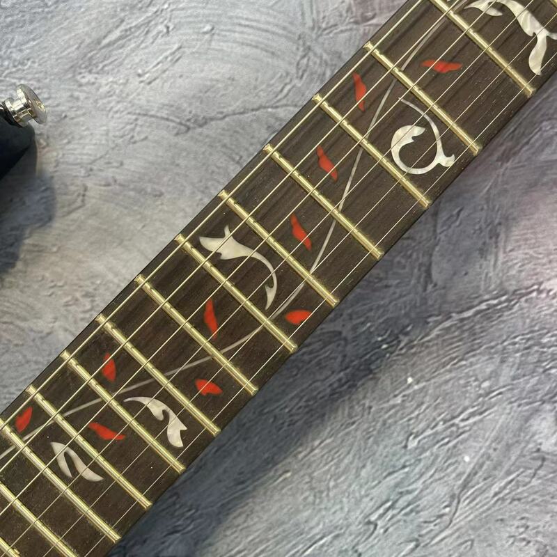 手描きの黒のエレキギター,ボディ,ローズウッド指板,メイプルウッドトラック,工場,pi,6弦