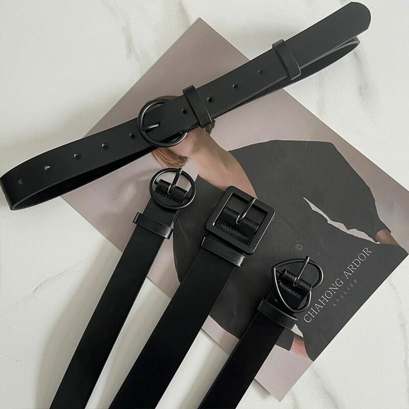 Ceinture en cuir PU pour femmes noires, ceinture large, ceinture en métal, ceintures coréennes, décoration de surintendant ser, mode environnementale, punk
