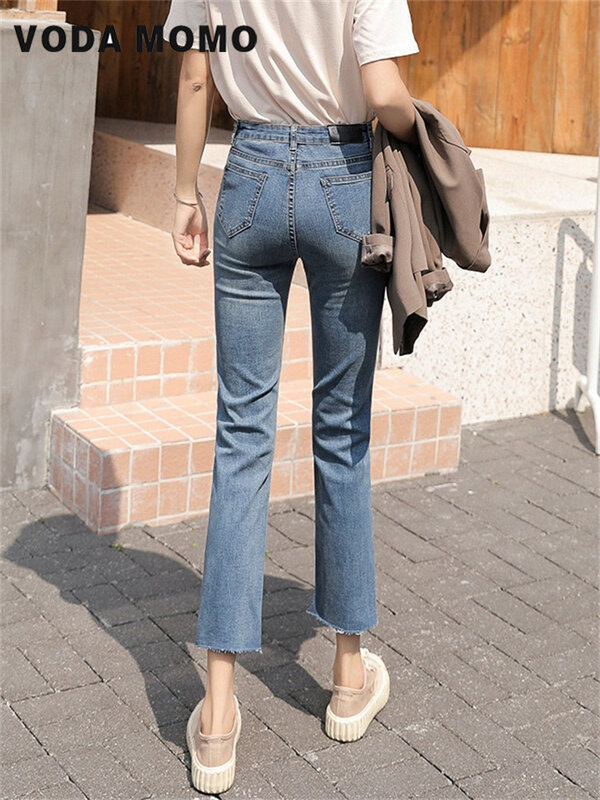 2024 Frühling Sommer neue schlanke Damenmode vielseitige lose Stretch bequeme Jeans mit geradem Bein pendeln Wind Basic täglich