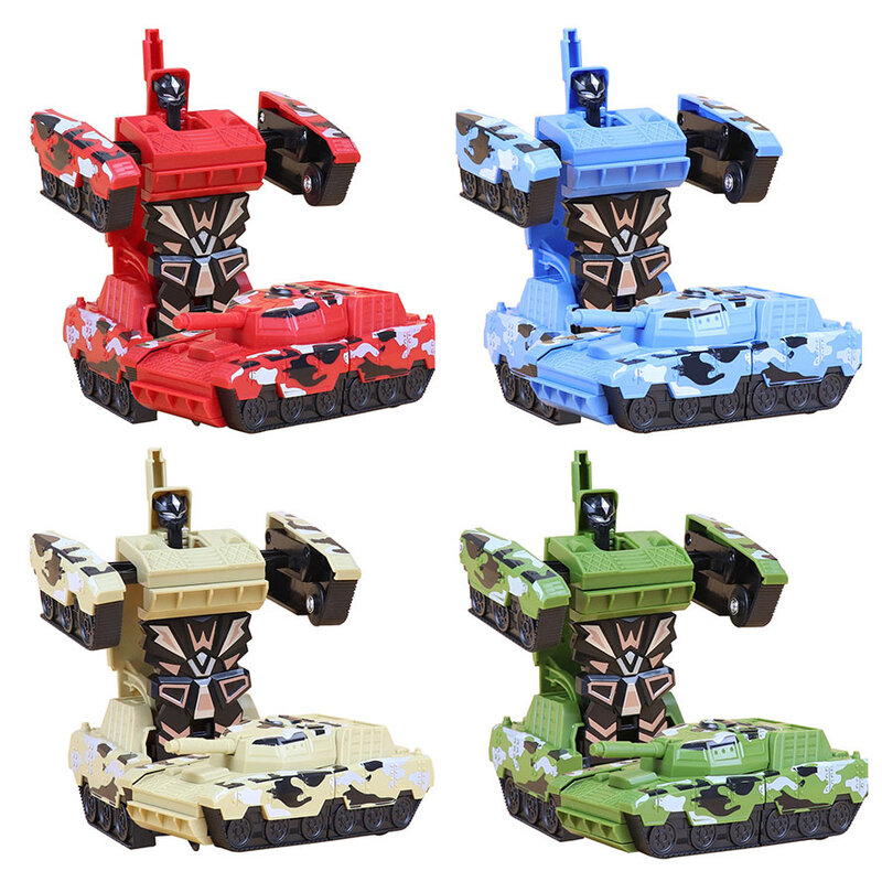 소년용 미니 밀리터리 탱크 변형 로봇 장난감 자동차, 충격 변형 차량 탱크 모델, 어린이 장난감 B079, 4 가지 색상