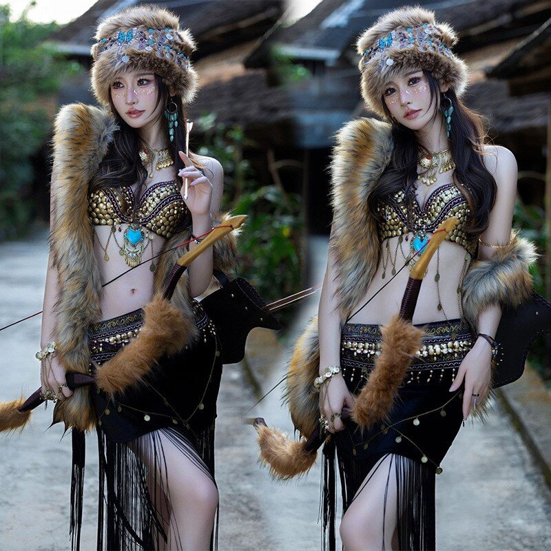 Exotische Stammes kleidung ethnischen Stil Foto Thema weibliche Persönlichkeit Xishuang banna Reise fotografie