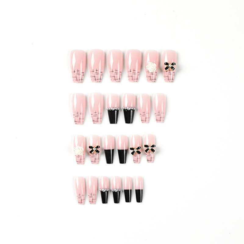 Pink False Nail with Pearl Setting Durable & Never Splitting Comfort Fake Nails for Stage Performance Wear