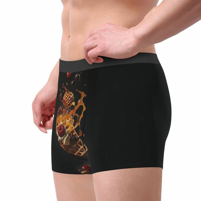 กางเกงบ็อกเซอร์สำหรับผู้ชายกางเกงบ็อกเซอร์ลาย3D ไอศกรีมช็อกโกแลตนัตตี้กางเกงชั้นในระบายอากาศสูงไอเดียของขวัญ